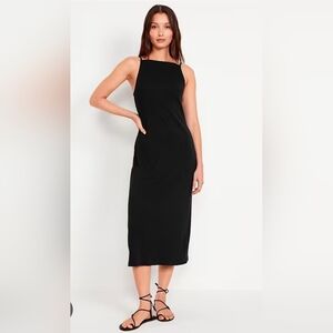 Old Navy Sleeveless Rib-Knit Black Midi Dress Size XS